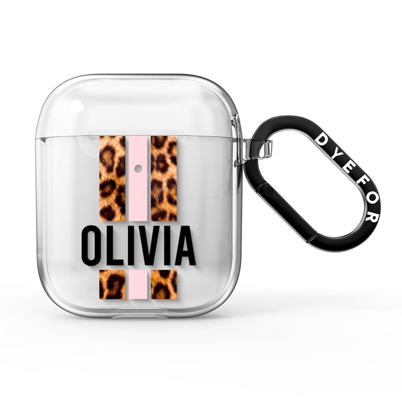Personalised Leopard Print Stripe AirPods Clear Case