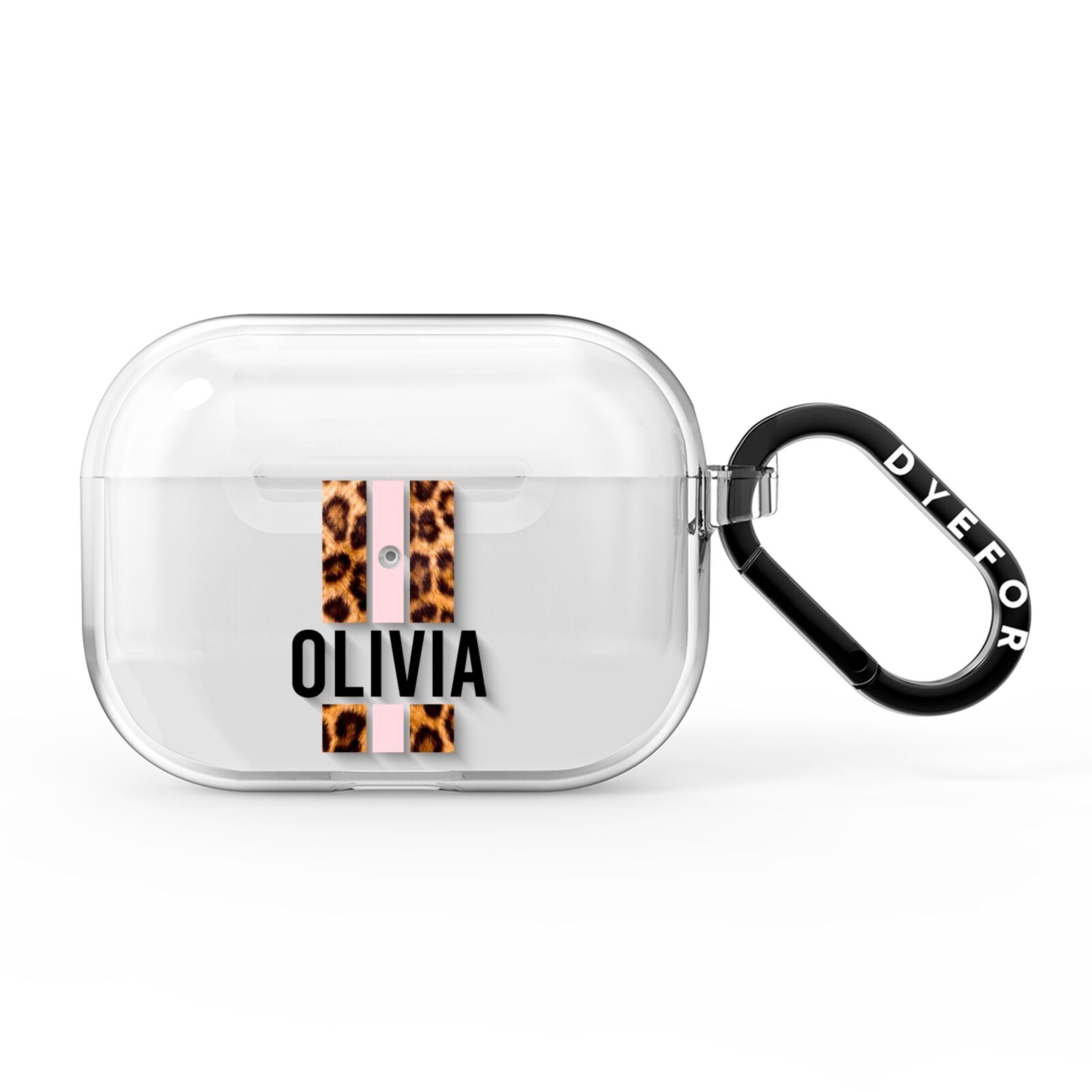 Personalised Leopard Print Stripe AirPods Pro Clear Case