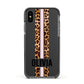 Personalised Leopard Print Stripe Apple iPhone Xs Impact Case Black Edge on Black Phone