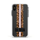 Personalised Leopard Print Stripe Apple iPhone Xs Impact Case White Edge on Black Phone