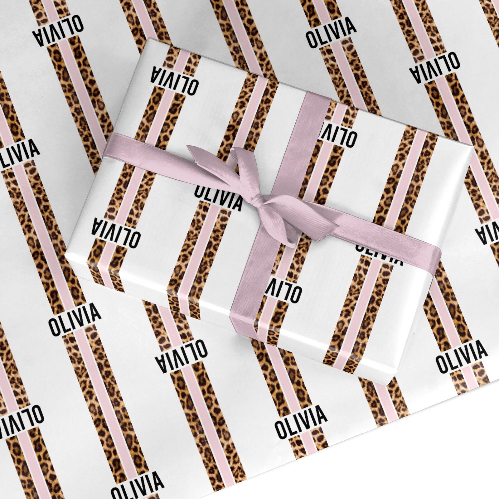 Personalised Leopard Print Stripe Custom Wrapping Paper