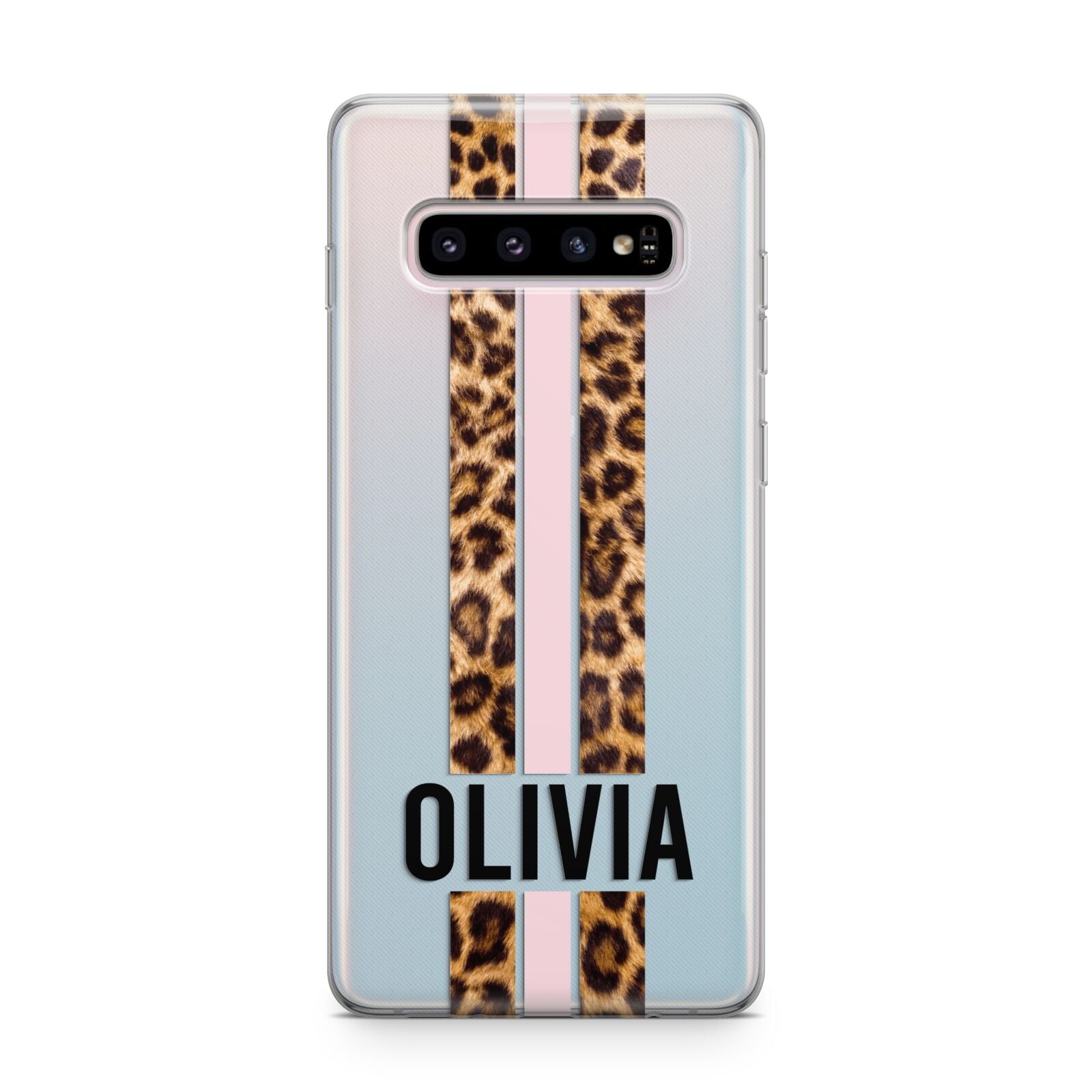 Personalised Leopard Print Stripe Samsung Galaxy S10 Plus Case