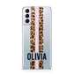 Personalised Leopard Print Stripe Samsung S21 Plus Case
