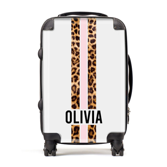 Personalised Leopard Print Stripe Suitcase