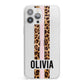 Personalised Leopard Print Stripe iPhone 13 Pro Max Clear Bumper Case