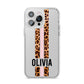 Personalised Leopard Print Stripe iPhone 14 Pro Max Clear Tough Case Silver