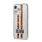 Personalised Leopard Print Stripe iPhone 14 Pro Max Glitter Tough Case Silver Angled Image