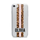 Personalised Leopard Print Stripe iPhone 7 Bumper Case on Silver iPhone