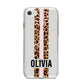Personalised Leopard Print Stripe iPhone 8 Bumper Case on Silver iPhone