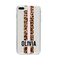 Personalised Leopard Print Stripe iPhone 8 Plus Bumper Case on Silver iPhone