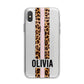 Personalised Leopard Print Stripe iPhone X Bumper Case on Silver iPhone Alternative Image 1