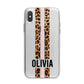 Personalised Leopard Print Stripe iPhone X Bumper Case on Silver iPhone Alternative Image 1