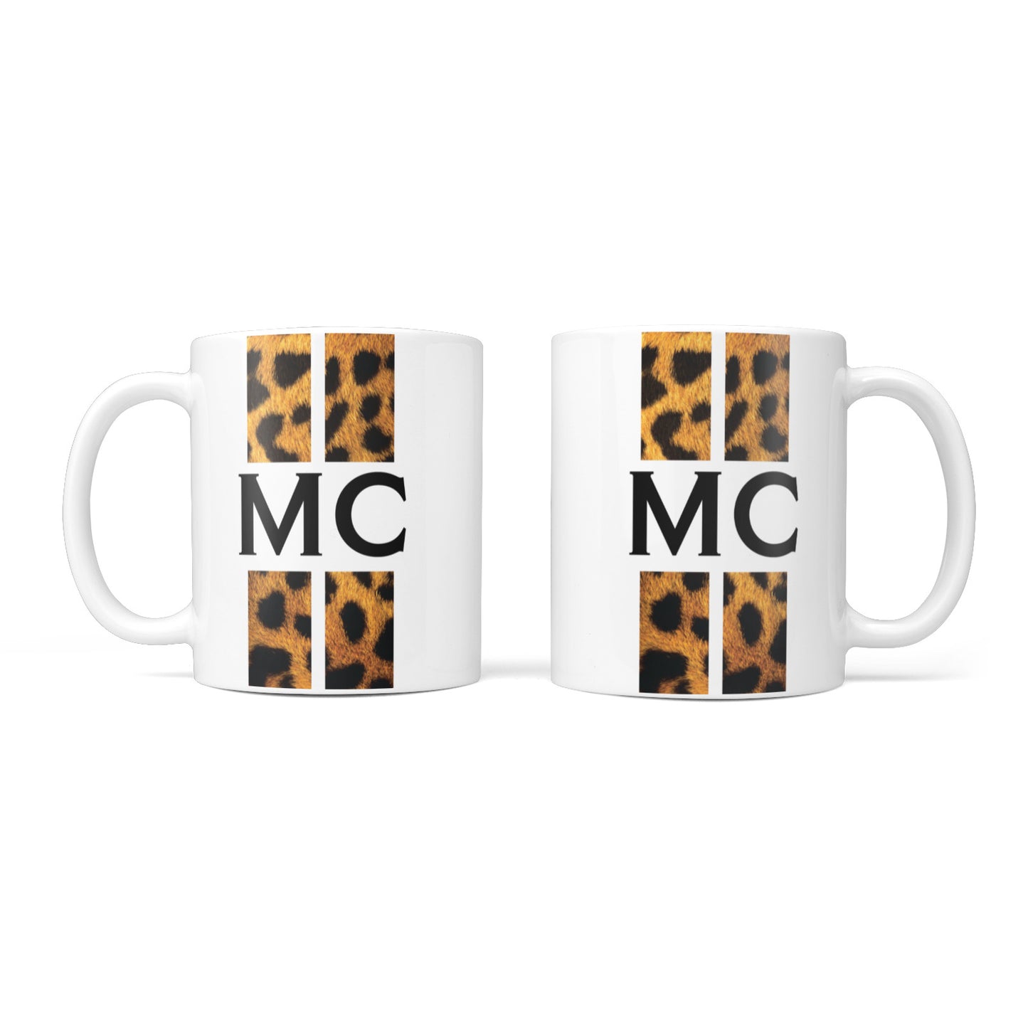 Personalised Leopard Print Stripes Initials 10oz Mug Alternative Image 3
