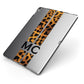 Personalised Leopard Print Stripes Initials Apple iPad Case on Grey iPad Side View