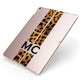 Personalised Leopard Print Stripes Initials Apple iPad Case on Rose Gold iPad Side View