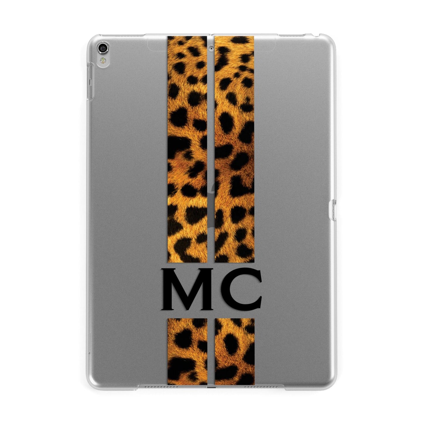 Personalised Leopard Print Stripes Initials Apple iPad Silver Case