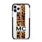 Personalised Leopard Print Stripes Initials Apple iPhone 11 Pro in Silver with Black Impact Case