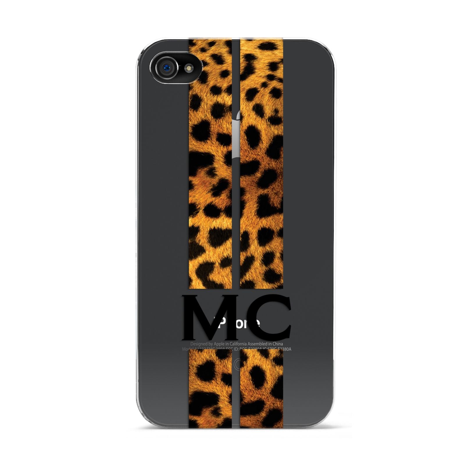 Personalised Leopard Print Stripes Initials Apple iPhone 4s Case