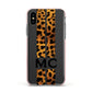 Personalised Leopard Print Stripes Initials Apple iPhone Xs Impact Case Pink Edge on Black Phone