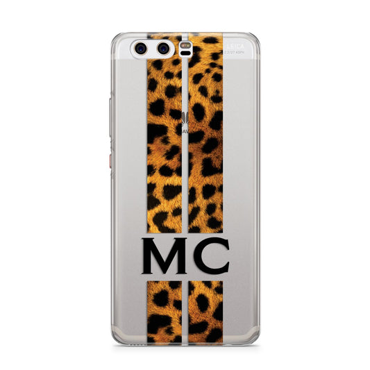 Personalised Leopard Print Stripes Initials Huawei P10 Phone Case