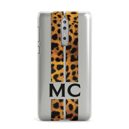 Personalised Leopard Print Stripes Initials Nokia Case