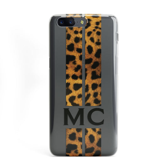 Personalised Leopard Print Stripes Initials OnePlus Case