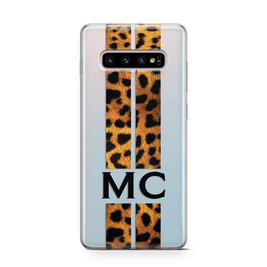 Personalised Leopard Print Stripes Initials Protective Samsung Galaxy Case