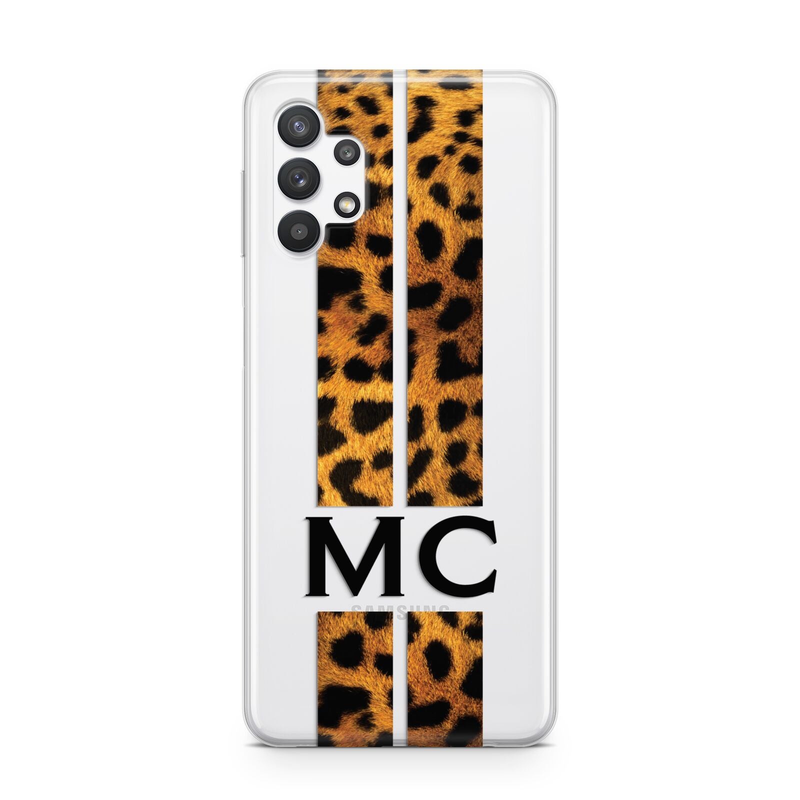 Personalised Leopard Print Stripes Initials Samsung A32 5G Case