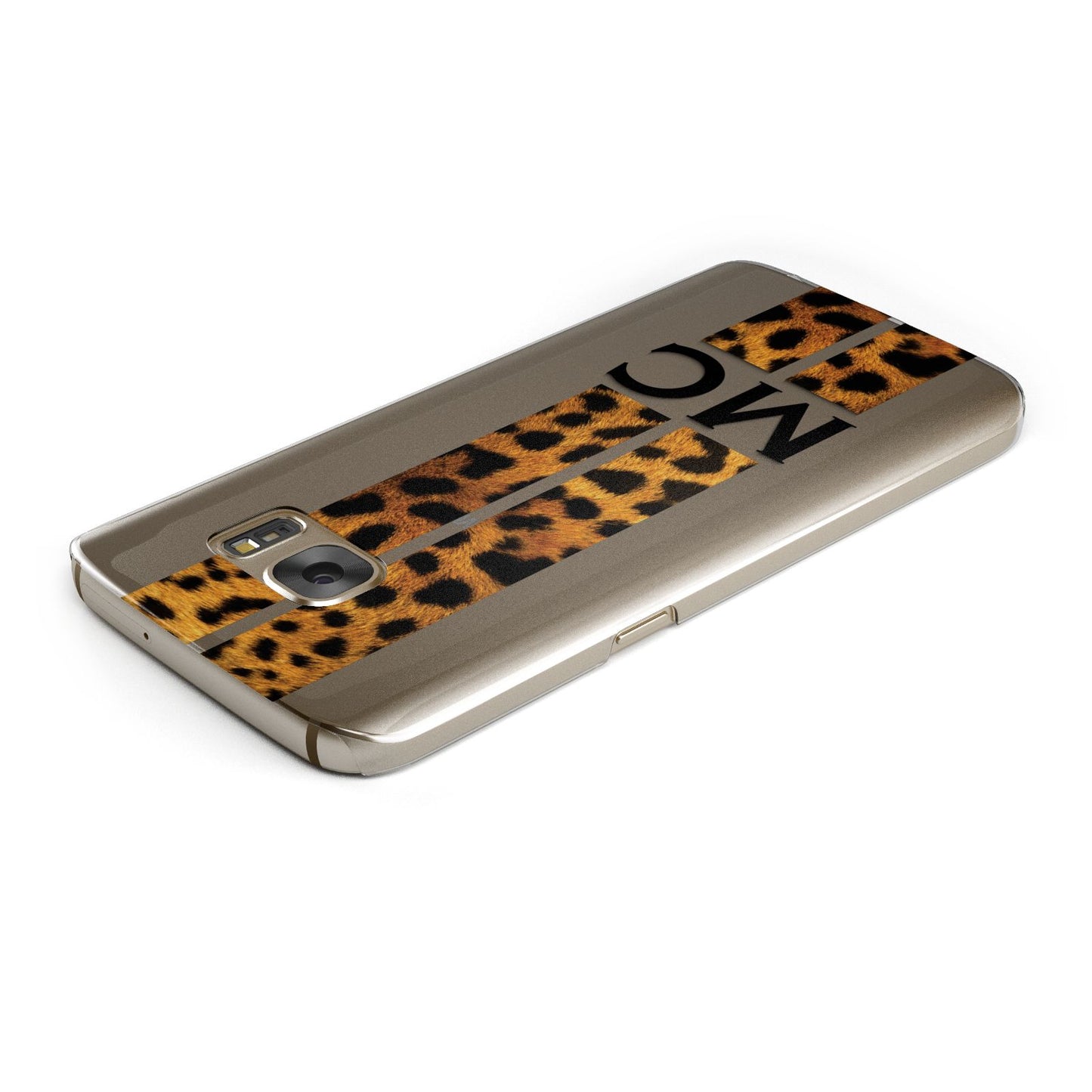 Personalised Leopard Print Stripes Initials Samsung Galaxy Case Top Cutout