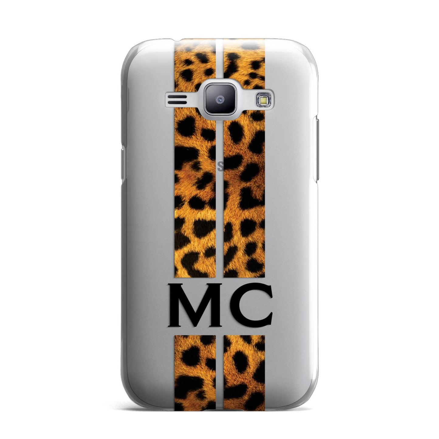 Personalised Leopard Print Stripes Initials Samsung Galaxy J1 2015 Case