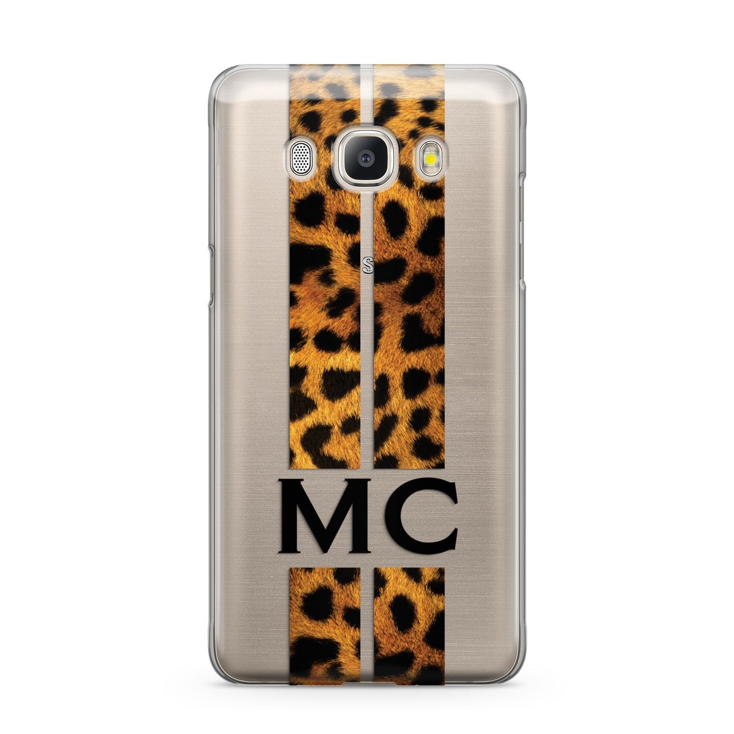 Personalised Leopard Print Stripes Initials Samsung Galaxy J5 2016 Case