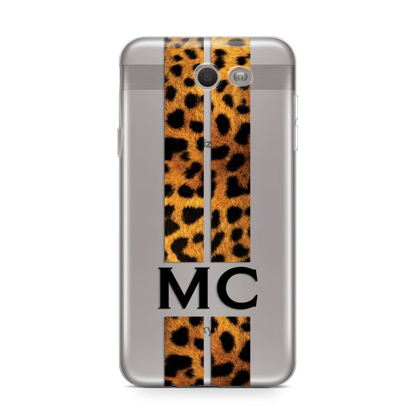 Personalised Leopard Print Stripes Initials Samsung Galaxy J7 2017 Case