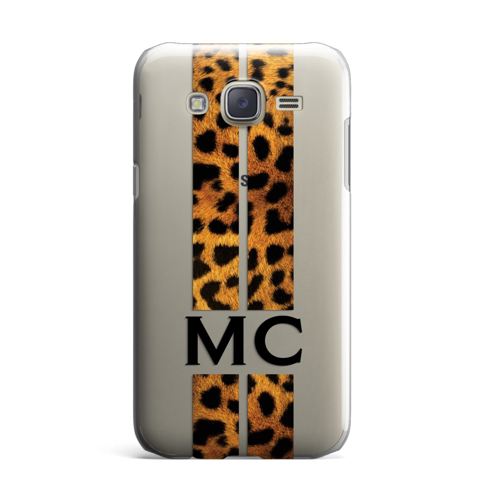 Personalised Leopard Print Stripes Initials Samsung Galaxy J7 Case