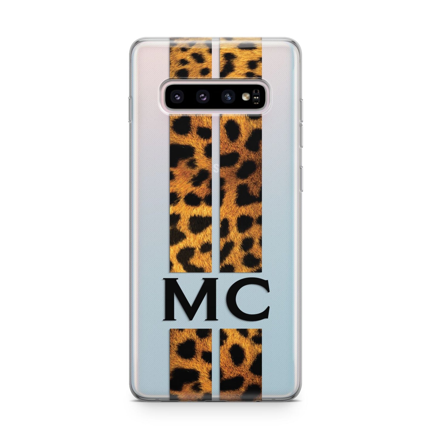 Personalised Leopard Print Stripes Initials Samsung Galaxy S10 Plus Case
