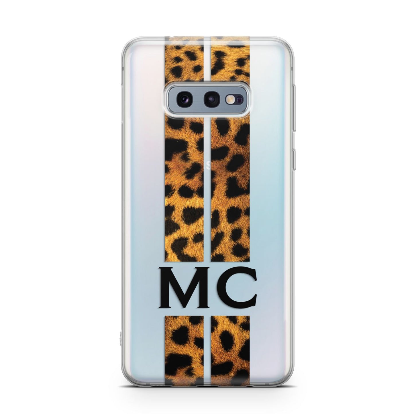 Personalised Leopard Print Stripes Initials Samsung Galaxy S10E Case