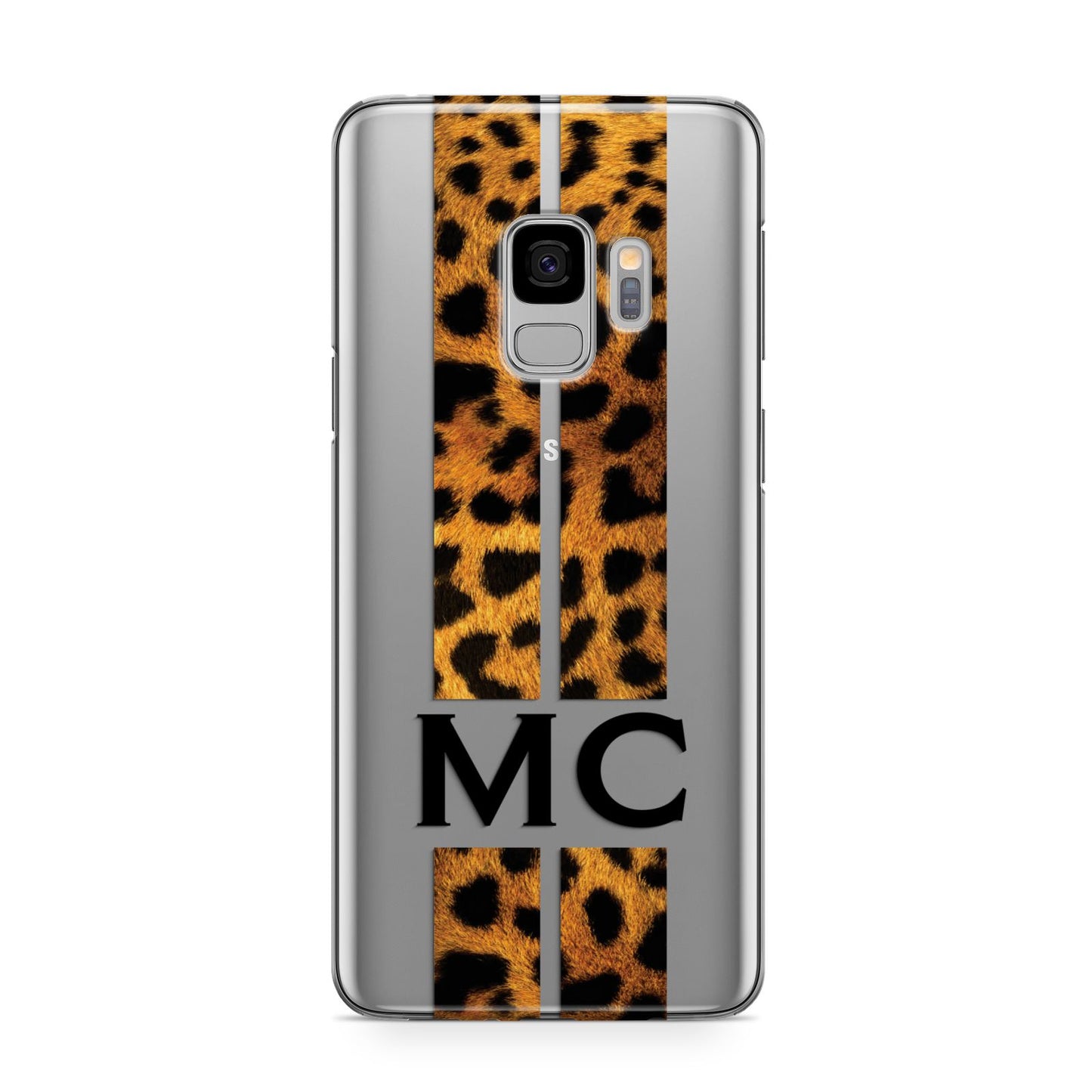 Personalised Leopard Print Stripes Initials Samsung Galaxy S9 Case