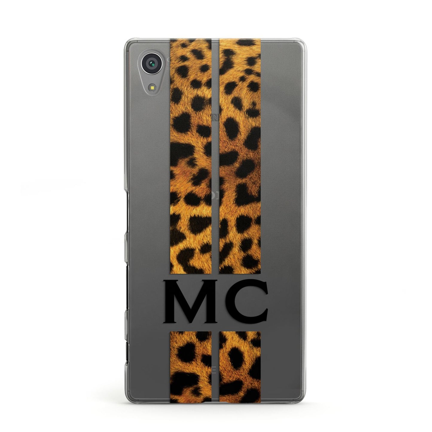Personalised Leopard Print Stripes Initials Sony Xperia Case