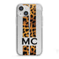 Personalised Leopard Print Stripes Initials iPhone 13 Mini TPU Impact Case with White Edges