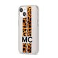 Personalised Leopard Print Stripes Initials iPhone 14 Clear Tough Case Starlight Angled Image