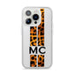 Personalised Leopard Print Stripes Initials iPhone 14 Pro Clear Tough Case Silver