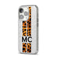 Personalised Leopard Print Stripes Initials iPhone 14 Pro Glitter Tough Case Silver Angled Image