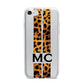Personalised Leopard Print Stripes Initials iPhone 7 Bumper Case on Silver iPhone