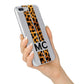 Personalised Leopard Print Stripes Initials iPhone 7 Plus Bumper Case on Silver iPhone Alternative Image