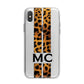 Personalised Leopard Print Stripes Initials iPhone X Bumper Case on Silver iPhone Alternative Image 1