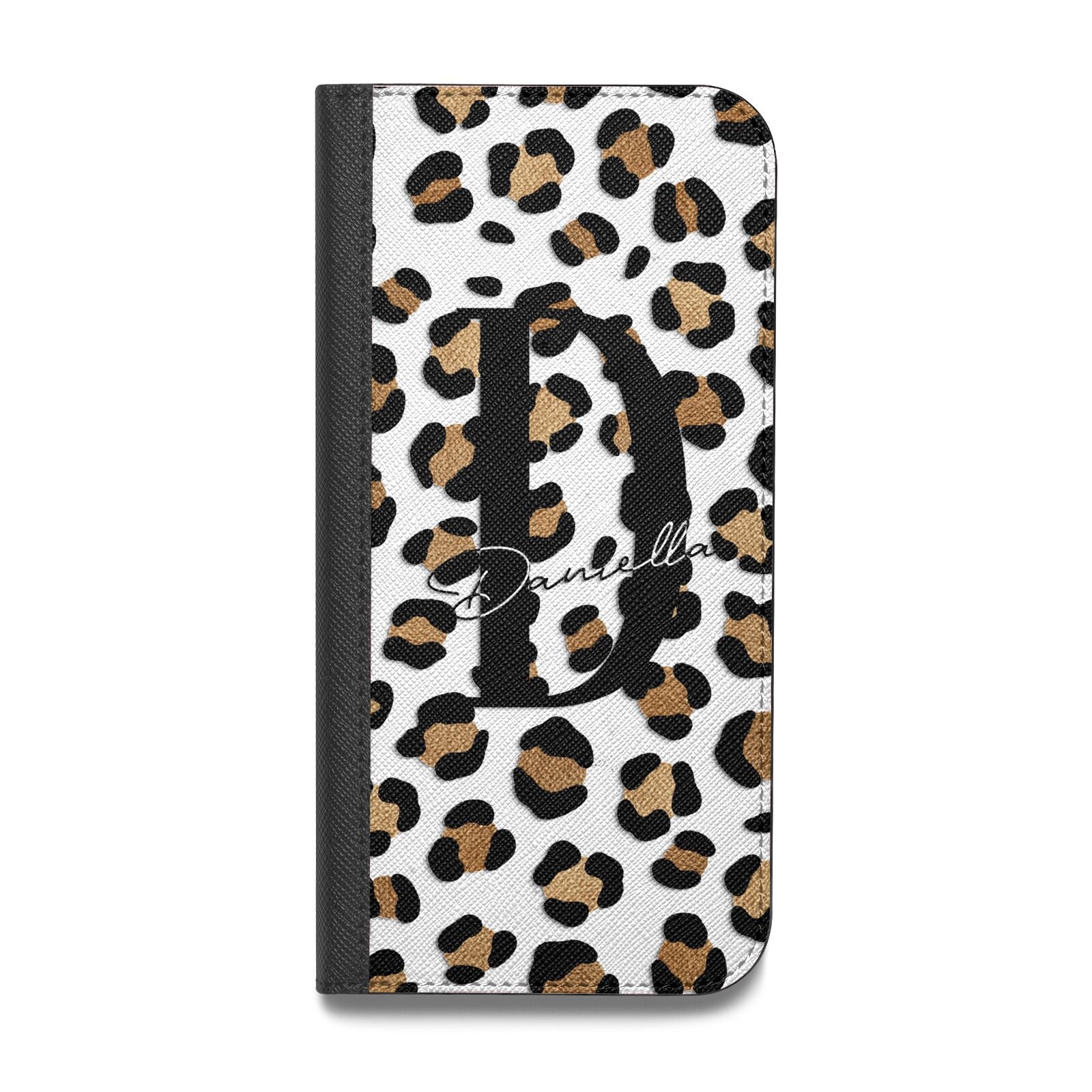 Personalised Leopard Print Vegan Leather Flip Samsung Case