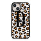 Personalised Leopard Print iPhone 13 Black Impact Case on Silver phone
