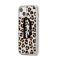 Personalised Leopard Print iPhone 14 Plus Clear Tough Case Starlight Angled Image