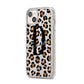 Personalised Leopard Print iPhone 14 Plus Glitter Tough Case Starlight Angled Image