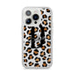 Personalised Leopard Print iPhone 14 Pro Clear Tough Case Silver