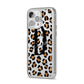 Personalised Leopard Print iPhone 14 Pro Max Clear Tough Case Silver Angled Image